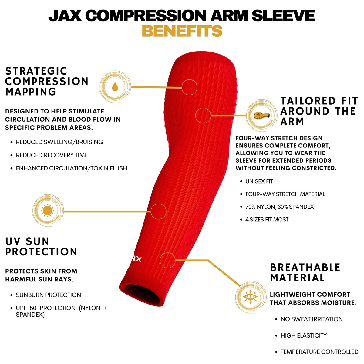 Jax Red Compression Arm Sleeve