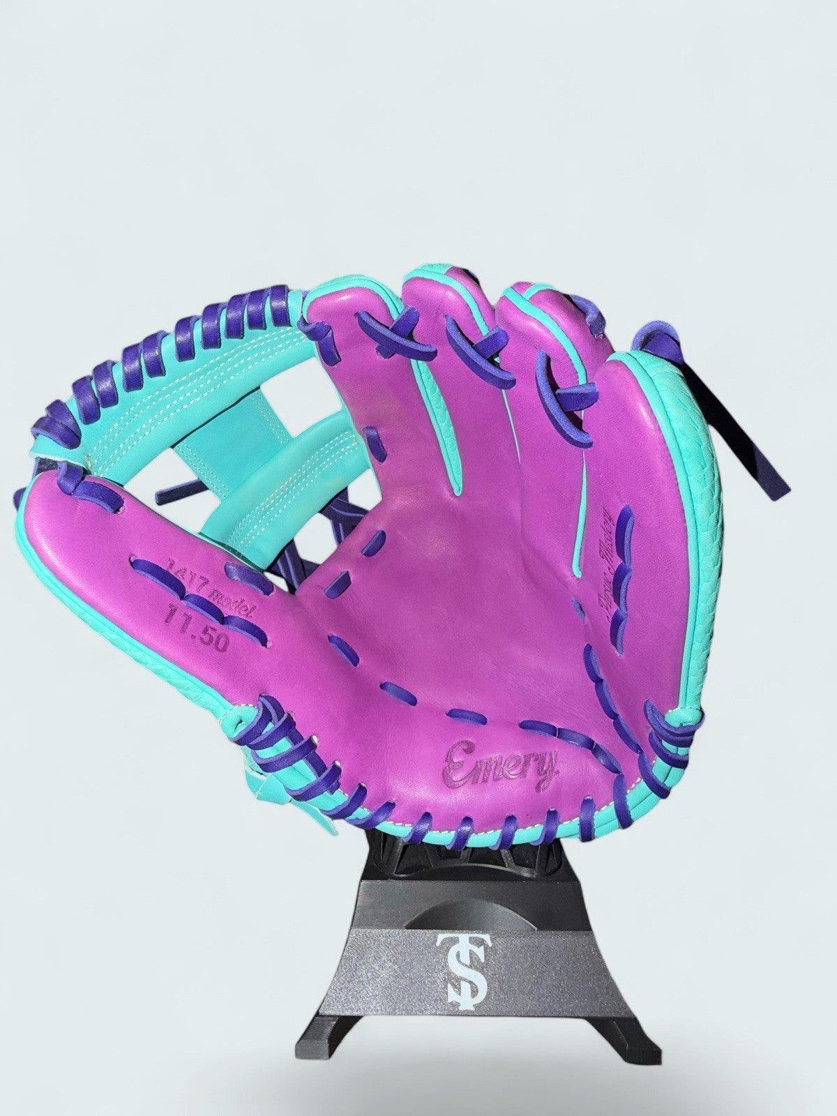 Emery 1417 11.5” Snakeskin-Texture Infield Glove – Purple/Teal