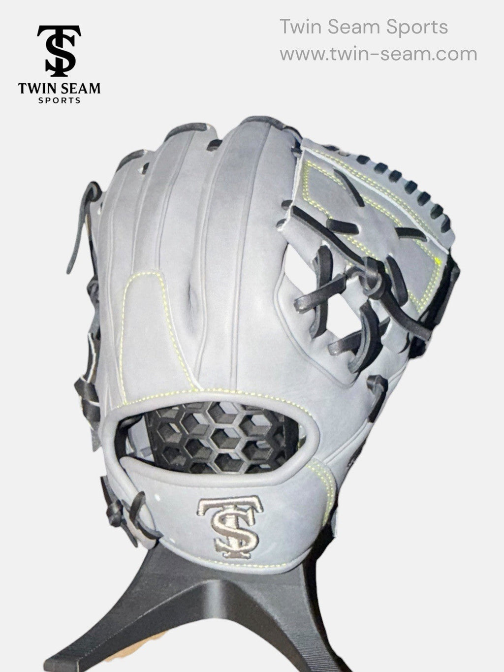 Twin Seam Sports 11.25” Kip Leather Infield Baseball Glove RHT Gray Black Closed Web New