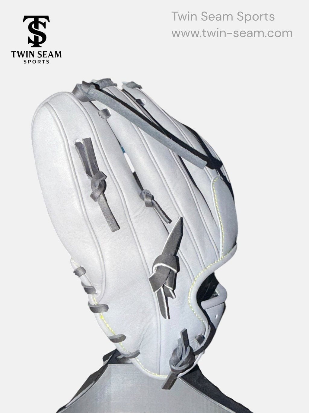 Twin Seam Sports 11.25” Kip Leather Infield Baseball Glove RHT Gray Black Closed Web New