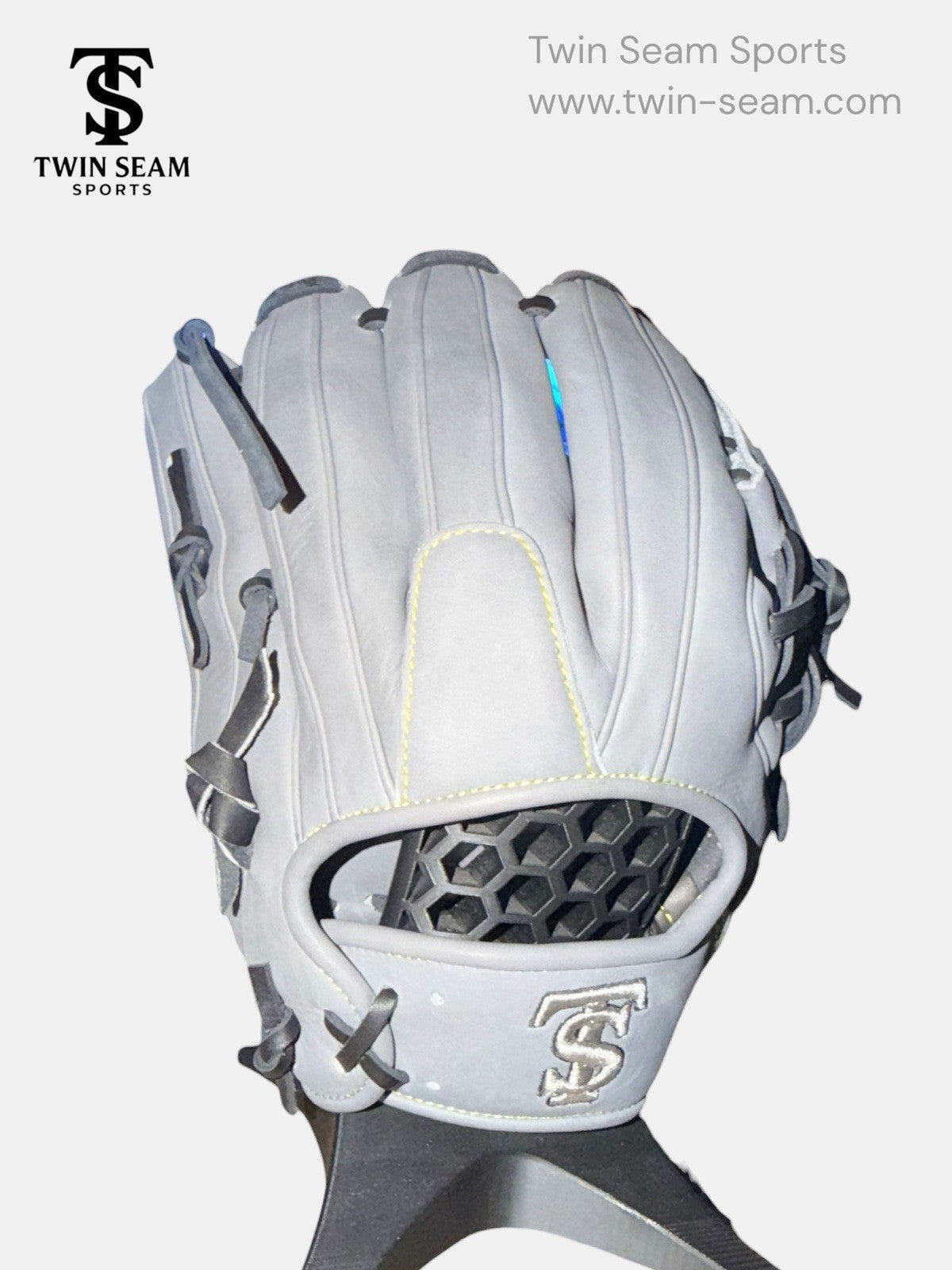 Twin Seam Sports 11.25” Kip Leather Infield Baseball Glove RHT Gray Black Closed Web New