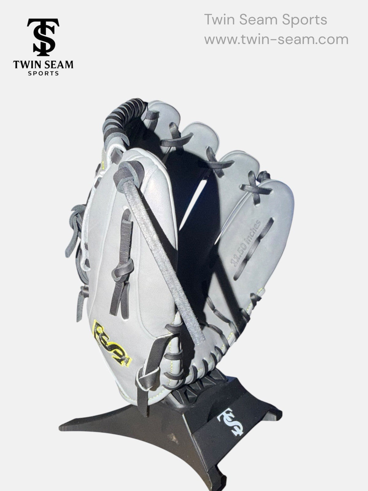 Twin Seam Sports 11.5” Kip Leather Infield Baseball Glove RHT Gray Black Closed Web New