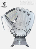 Twin Seam Sports 11.5” Kip Leather Infield Baseball Glove RHT Gray Black Closed Web New