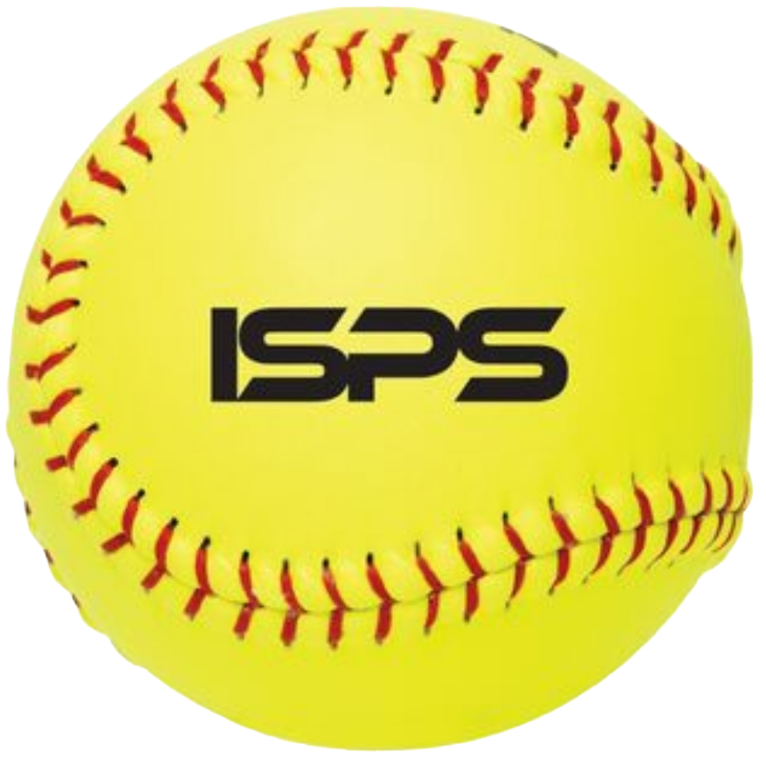 Official ISPS Dudley Thunder Advance yellow slow-pitch game ball detail
