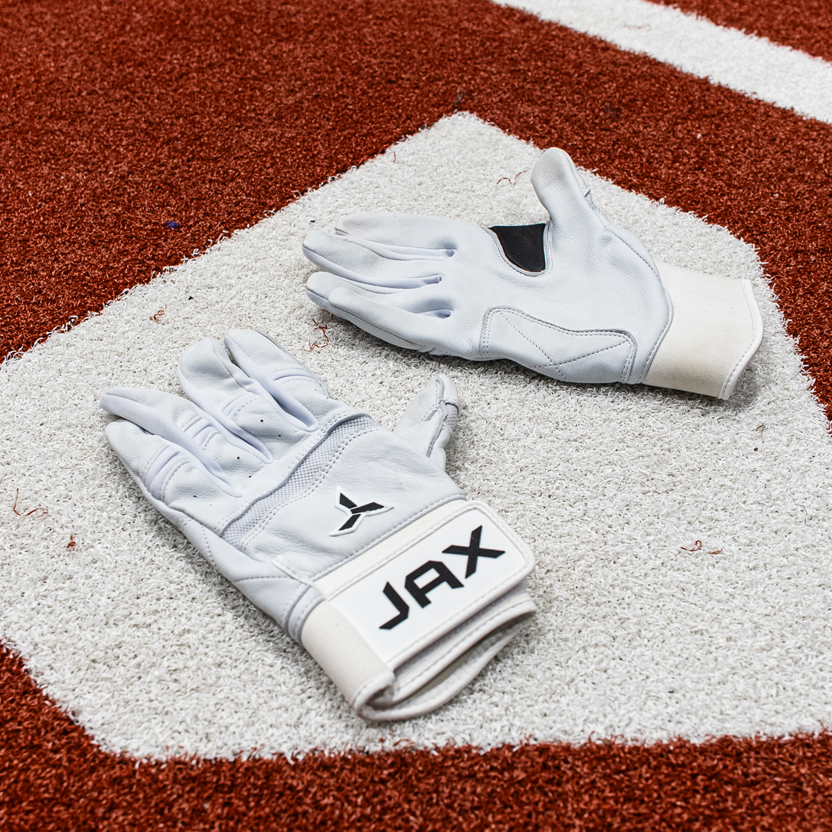 Jax Platinum White Strap Cuff Batting Gloves