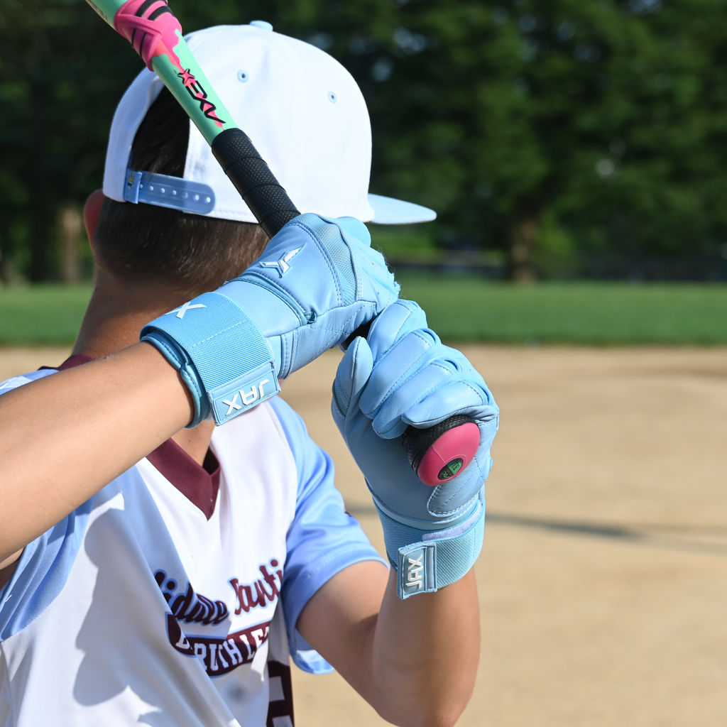 Jax Baby Blue Strap Cuff Batting Gloves