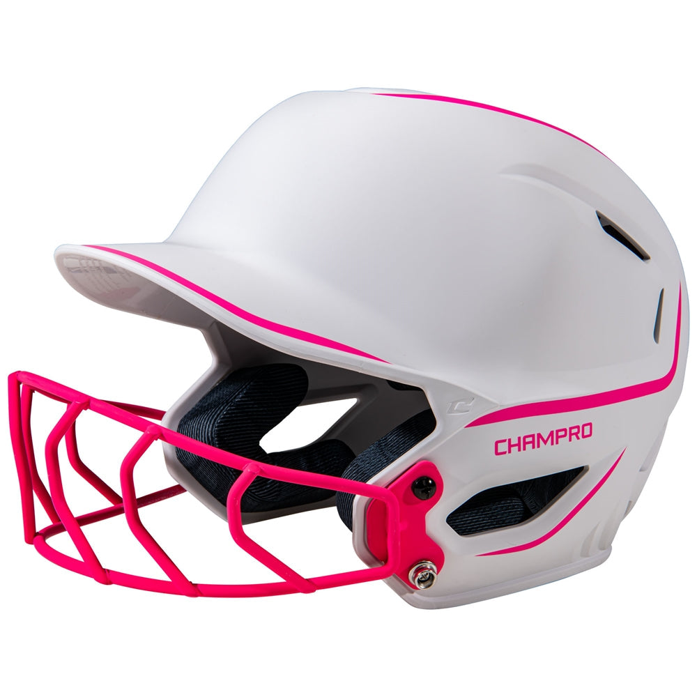 HXE Two-Tone Matte Softball Batting Helmet with Facemask
