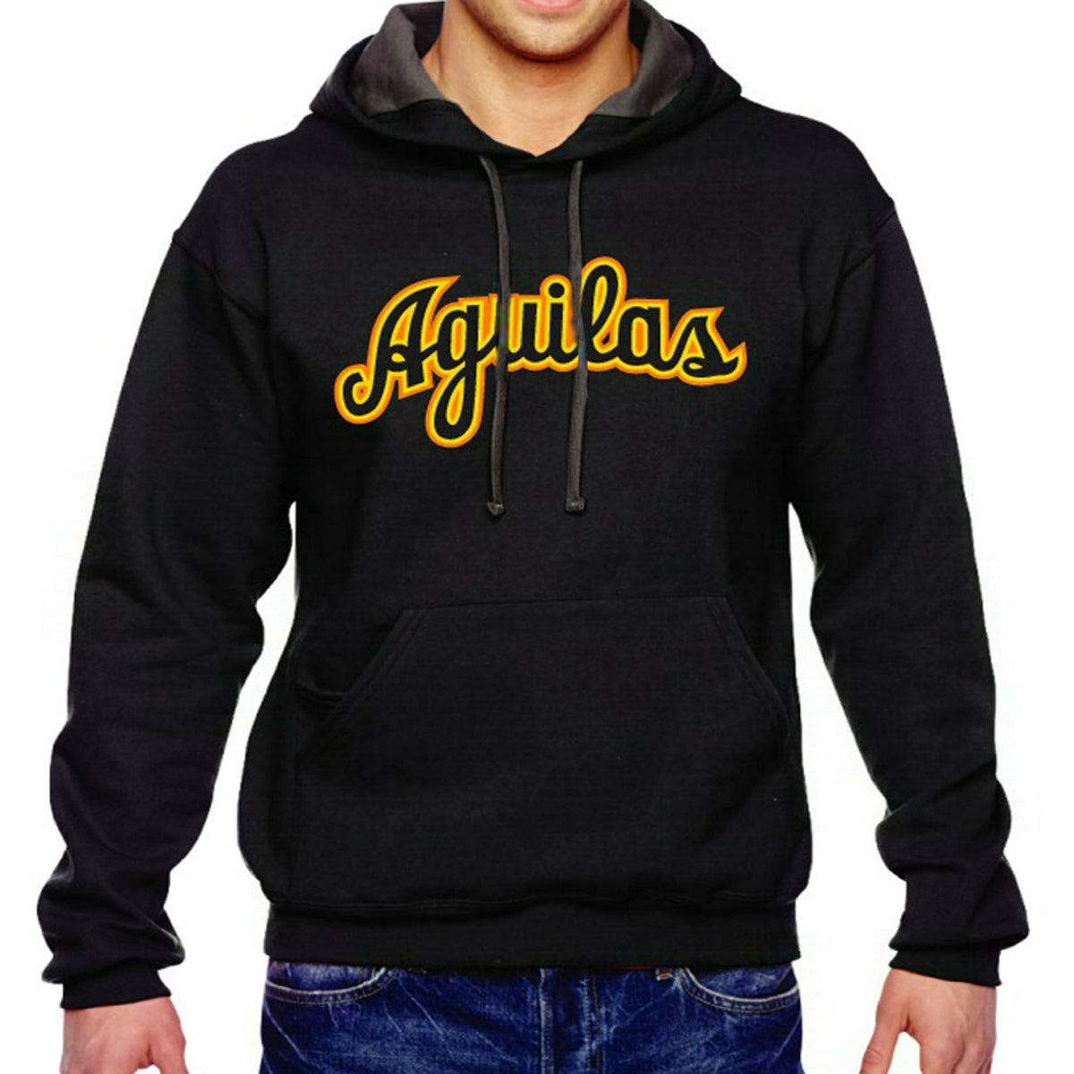 Aguilas Cibaeñas Cursive letters and Black Hooded