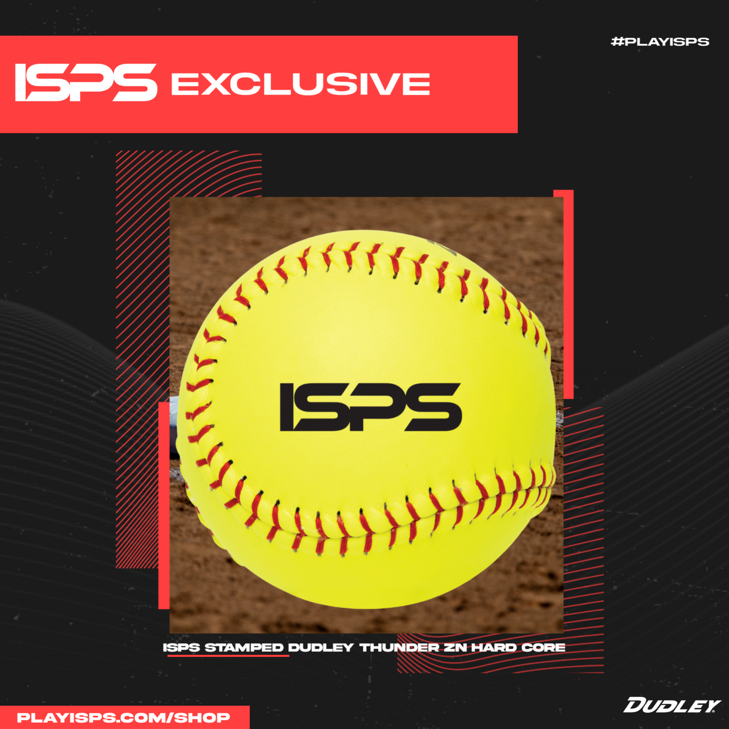 ISPS Stamped Dudley Thunder ZN HARD CORE 12 inch Softball - Yellow Composite Leather with Micro Cell Technology - ISPS Approved (Sold in Dozens)