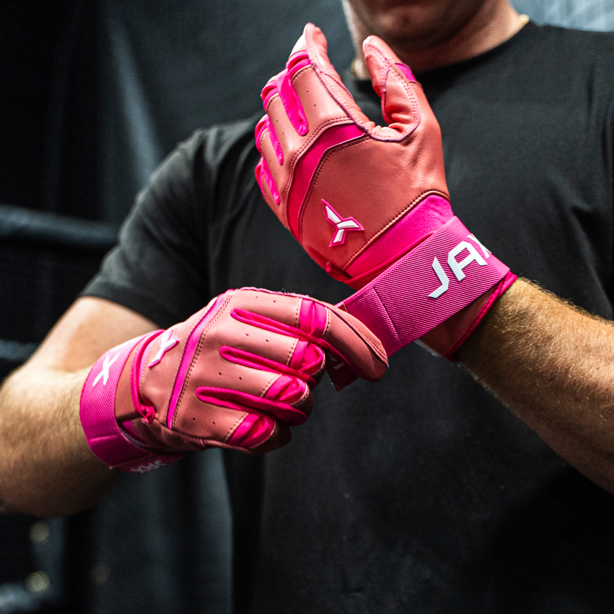Jax Pink Strap Cuff Batting Gloves