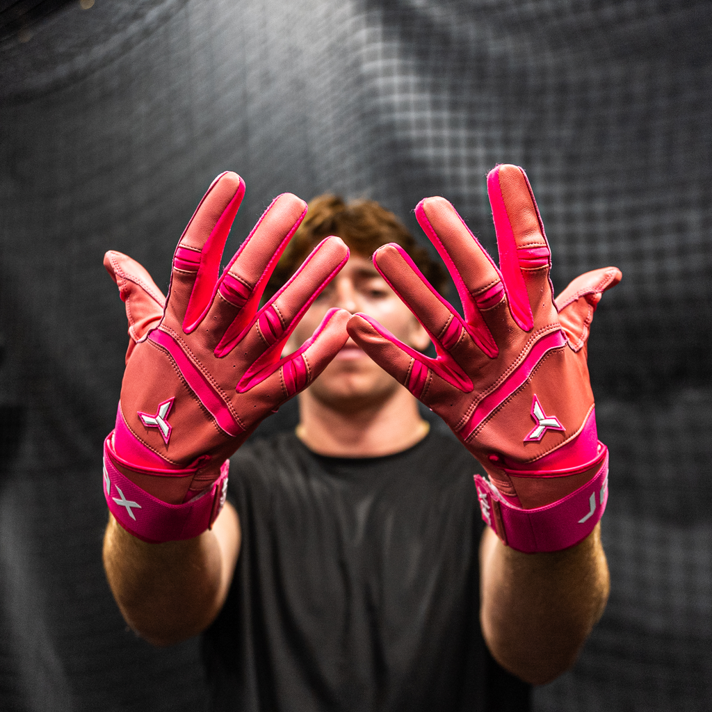 Jax Pink Strap Cuff Batting Gloves