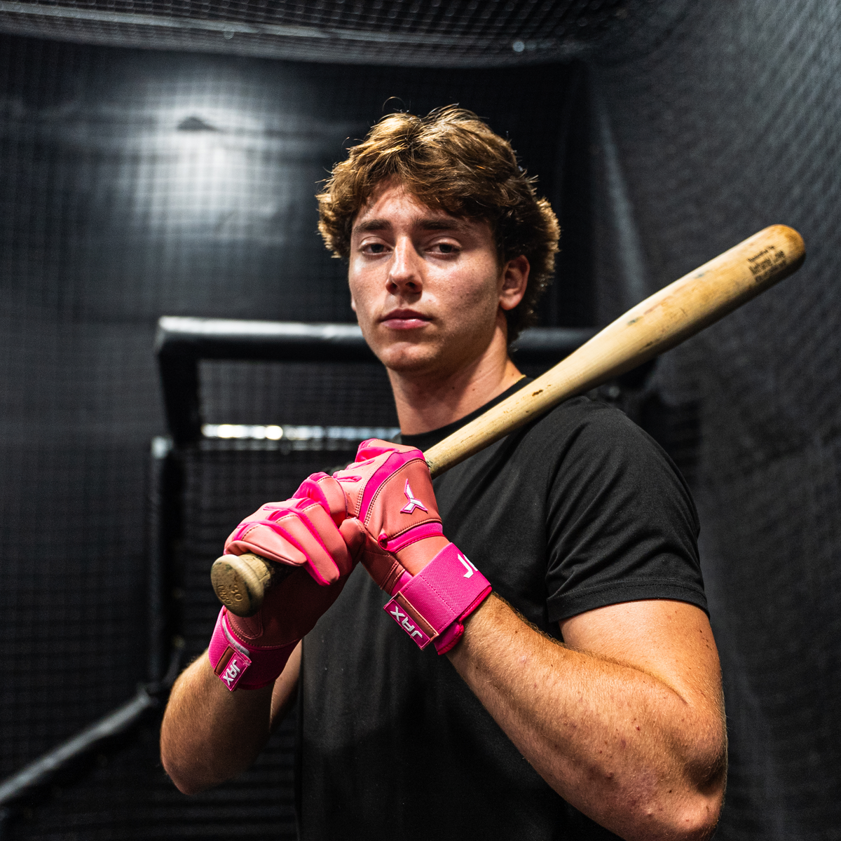 Jax Pink Strap Cuff Batting Gloves