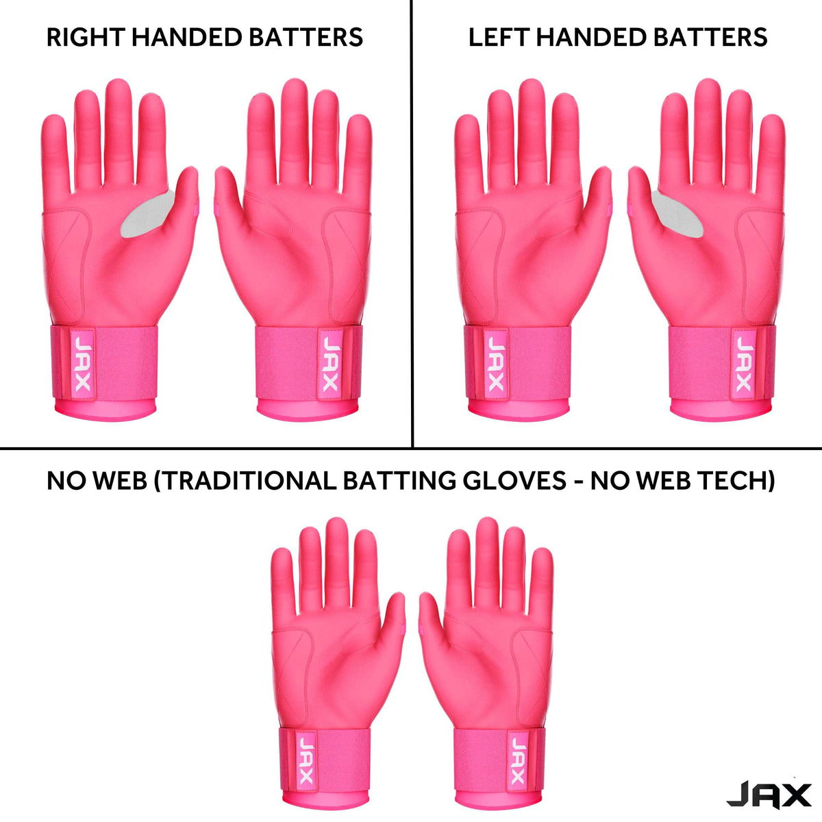 Jax Pink Strap Cuff Batting Gloves