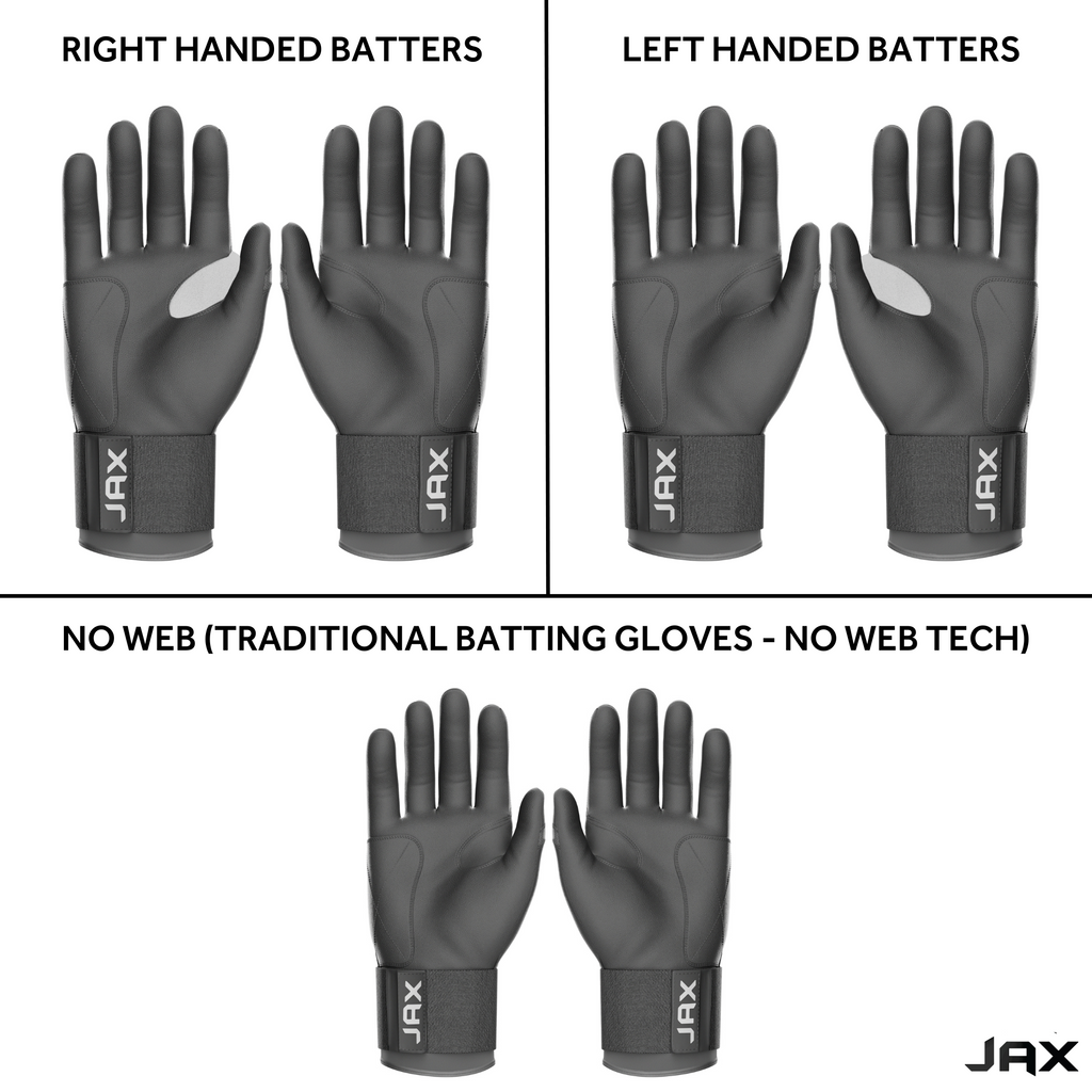 Jax Cool Grey Strap Cuff Batting Gloves