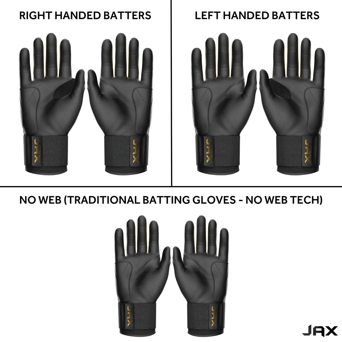 Jax Pure Gold Strap Cuff Batting Gloves