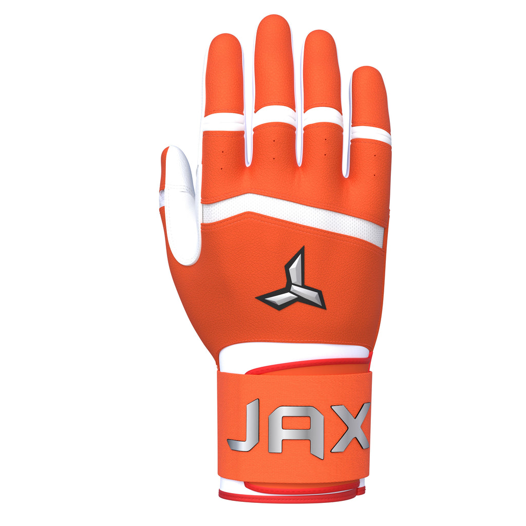 Jax On-Deck Orange Strap Cuff Batting Gloves