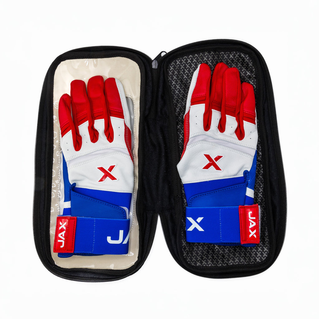 Jax USA Pop Strap Cuff Batting Gloves with Carrying Bag