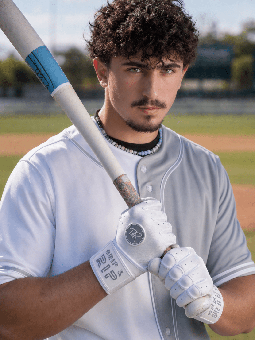 Drip & Rip™ "Baller" Series Premium Leather Long Cuff Batting Gloves Specter