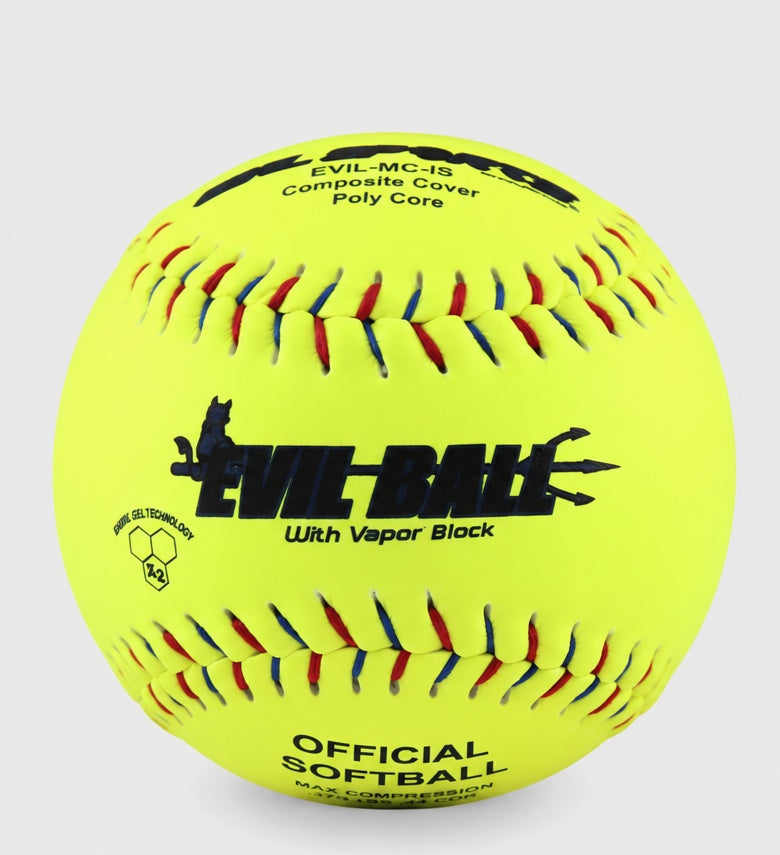EVIL BALL 12 inch .44 COR 375 compression illustrative front logo and stitching