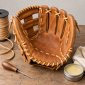 Leather slow-pitch glove after complete relacing, cleaning and conditioning