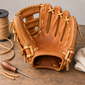 Leather slow-pitch glove prepared for thumb and pinky loop replacement